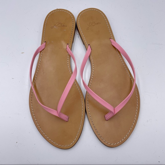 J. Crew Italian Leather Pink Thong Flip Flop Sandal 10.5